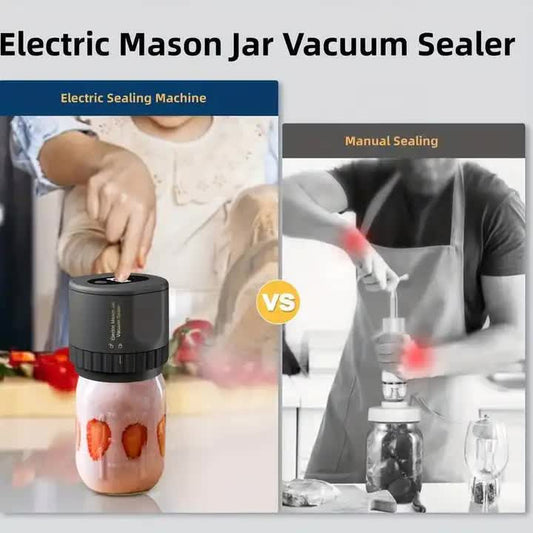 Portable Vacuum Sealer for Mason Jars,Regular Model KZ-80 (60 sec stop or manual stop) - Black Electric Food Preservation Machine with LED Display