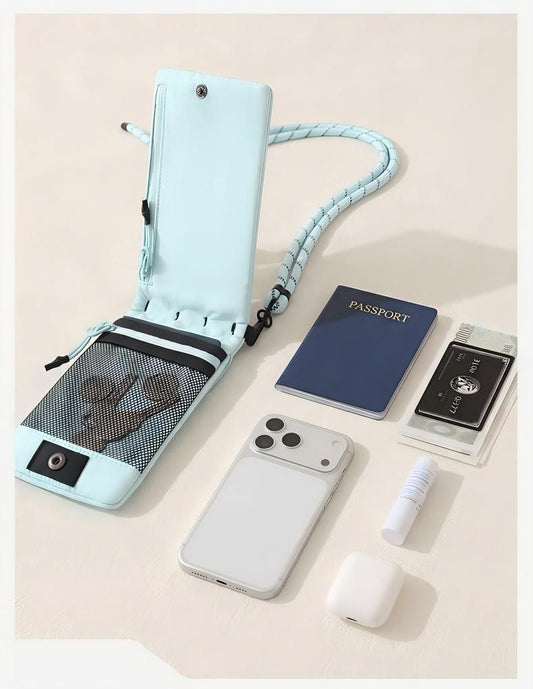 Blue Crossbody Phone Bag - Compact Travel Wallet with Large Capacity Multi Compartment Storage, Wear Resistant Shoulder Pouch for Phone, Coins and Daily Essentials