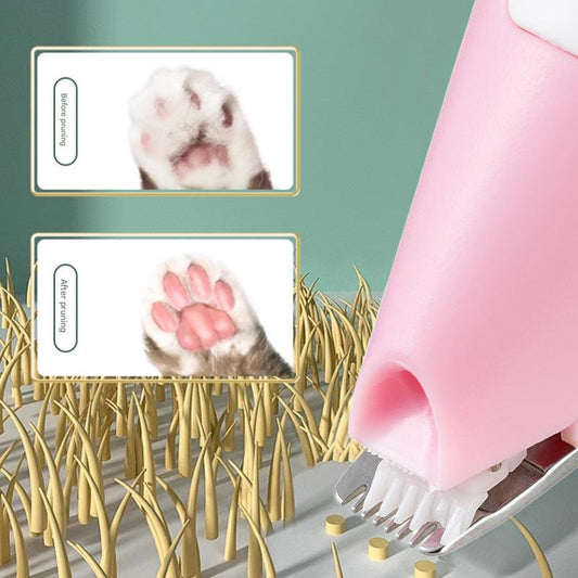 Electric Pet Hair Clipper with Type-C Charging, LED Light, and Grooming Accessories(pink)