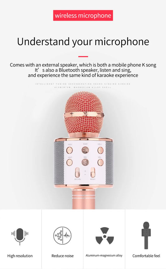 Black Bluetooth 5.0 Karaoke Microphone for Family Entertainment