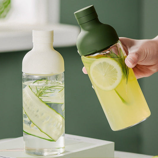 Style Cold Brew Bottle - 450ml Glass, Leak-Resistant Silicone Top White Silicone Lid