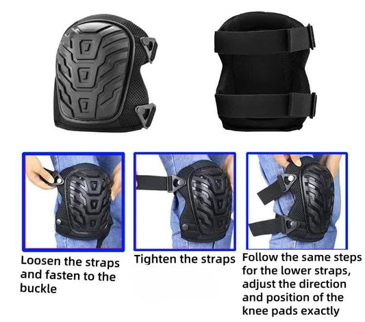 1 Pair Black Professional Hard Shell Knee Pads - Heavy Duty Protection for Work, Construction, Gardening & Outdoor Sports