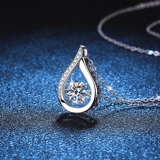 Dazzling Teardrop Dancing Moissanite Necklace S925 Sterling Silver Pendant