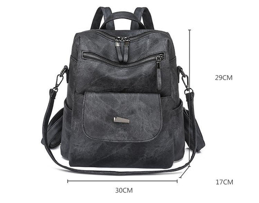 Stylish Women's PU Leather Backpack - Versatile Shoulder Bag with Multiple Pockets(Brown)