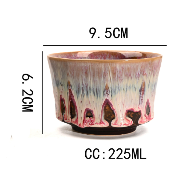 Yellow 225ml Ceramic Kiln Glazed Coffee Latte Art Cup - Retro Style Matcha Bowl