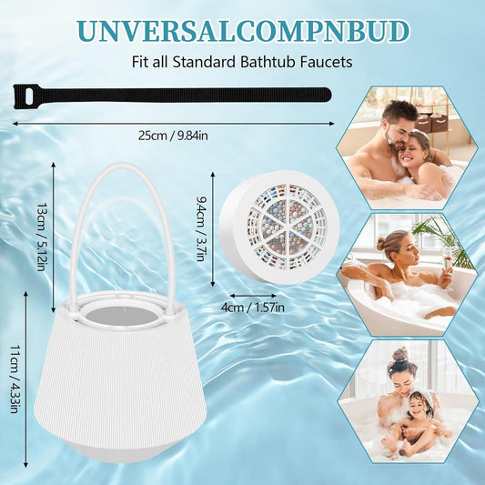 White Hanging Bathtub Water Purifier with 8-15 Stage Ceramic Filter Core - Removes Chlorine, Scale & Heavy Metals, Easy Installation
