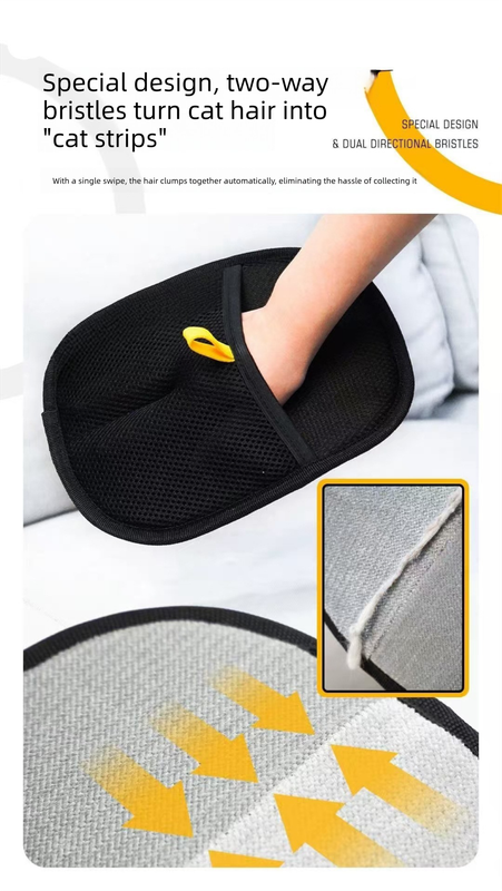 2 PCS Pet Hair Remover Mitt Reusable Static Lint Brush Glove for Cat & Dog Fur Cleaning Furniture Clothes & Bedding