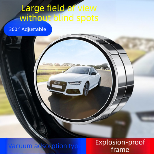 2Pcs Car Blind Spot Mirrors Suction Cup Vacuum Adsorption 360 Adjustable Round Rear View Convex Mirror Waterproof White Frame for Cars SUVs