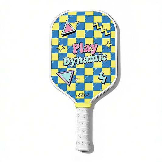 Yellow and Blue Pickleball Paddle Set - Fiberglass Face with PP Honeycomb Core, 2 Paddles 4 Balls & Carry Bag - Lightweight Vibration Dampening Grip for Beginners & Family Play