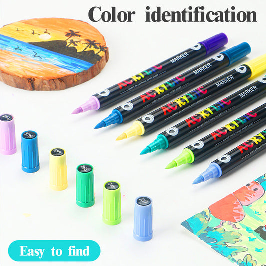 Dual-Tip Acrylic Markers – 24-Pack, Water-Based, Quick-Dry, Waterproof, for Multi-Surface Writing and Coloring (48 Colors)