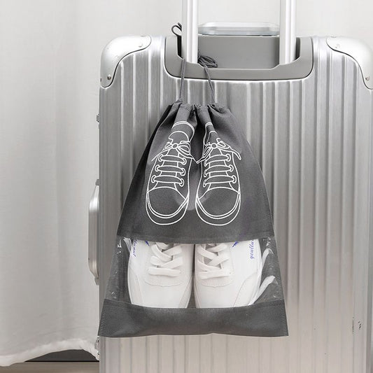 50-Pack Shoe Storage Bags - 25 Medium and 25 Large - Non-Woven Dust-Proof Travel Organiser with Transparent Window, Drawstring Closure for Business Trips, Home Wardrobe and Daily Storage