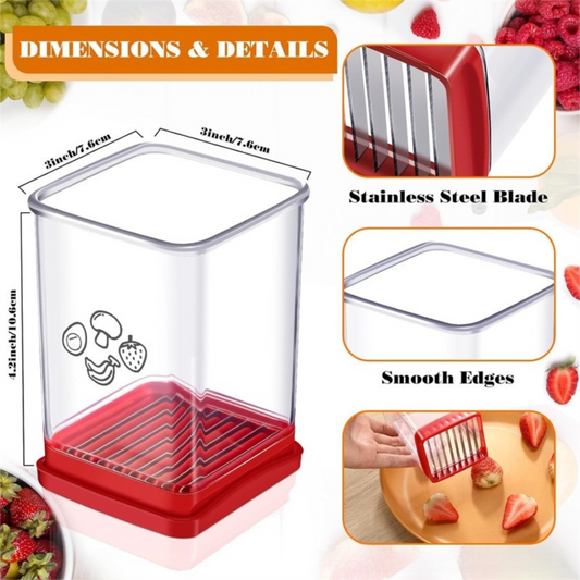 Handheld Fruit & Vegetable Speed Precision Slicer Integrated Safety Push Plate - Kitchen Stainless Steel Quick Multi-Cutter