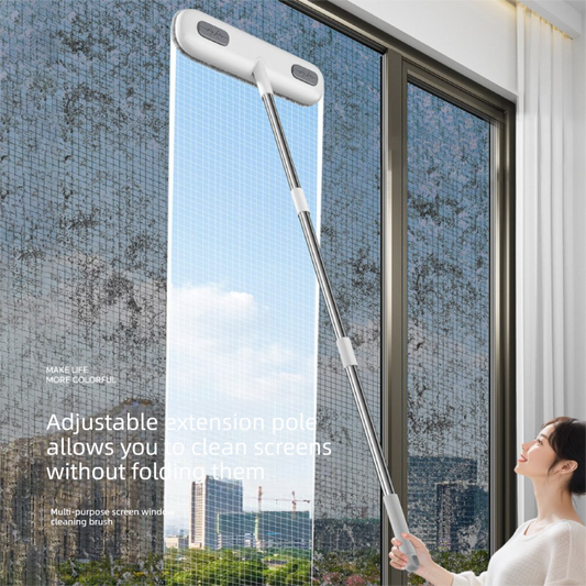10PCS 2-in-1 Window Fly Screen Cleaner Brush with Extendable 82cm Stainless Steel Handle Multifunctional Mesh Cleaning Tool for Wet and Dry Use on Glass and Carpets