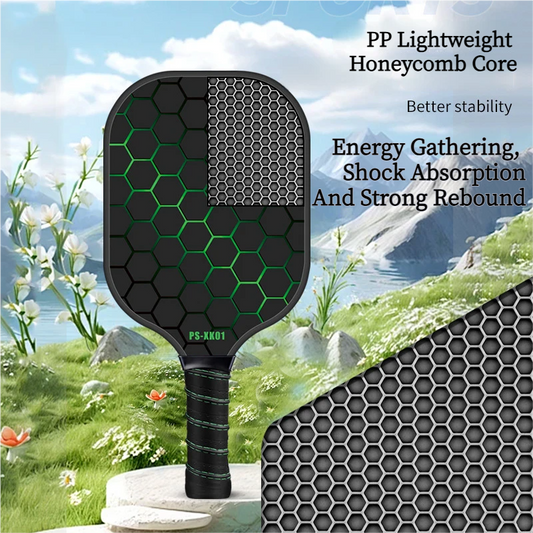 Black and Green Lightweight Fiberglass Pickleball Paddle Set - 2 High-Rebound Rackets with PU Comfort Grip, 4 Balls and Carry Bag for Outdoor Play