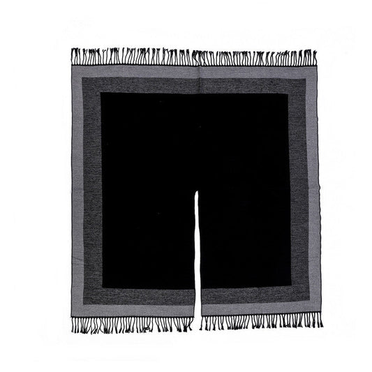 Black elegant women's tassel cape shawl scarf, multi-functional all-in-one warm and comfortable winter shawl scarf, convenient for home, travel, and office wear, stylish and beautiful with tassels.
