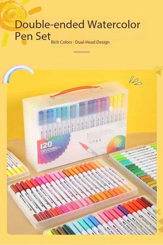 White 80 COLOURS Dual-Tip Watercolor Marker Set - Colors Washable Art Pens with Brush & Fine Tips for Students & Artists