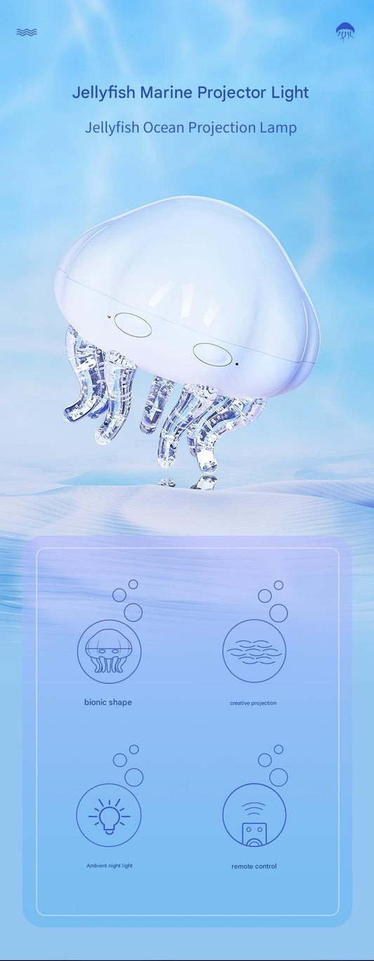 Jellyfish Ocean Wave Projector Night Light - USB Powered with Remote Control, 2 Timer Settings, Dual Mode Projection and Night Light, Romantic Bedroom Decor, Kids Gift