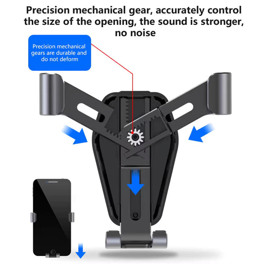 Black Car Air Vent Gravity Phone Holder, Auto-Clamping Mechanical Navigation Mount Applicable 4.6–7 Inch Phone - One-Hand Operation, Triangle Stability & Gravity Locking
