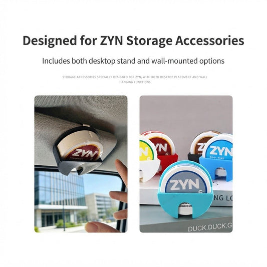 5-Piece 3D Printed ZYN Holsters Set for Car Sun Visor - Portable ZYN Can Holder and Nicotine Pouch Organizer, ABS Washable Half Open Storage Case, Multi Carry Clip Holder for Vehicle Backpack & Belt