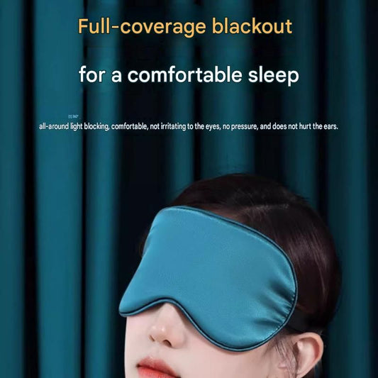 Black Spandex Sleep Eye Mask - 360 Degree Blackout, Zero Pressure Fit, Adjustable Strap, Includes Storage Bag and Earplugs for Travel and Napping