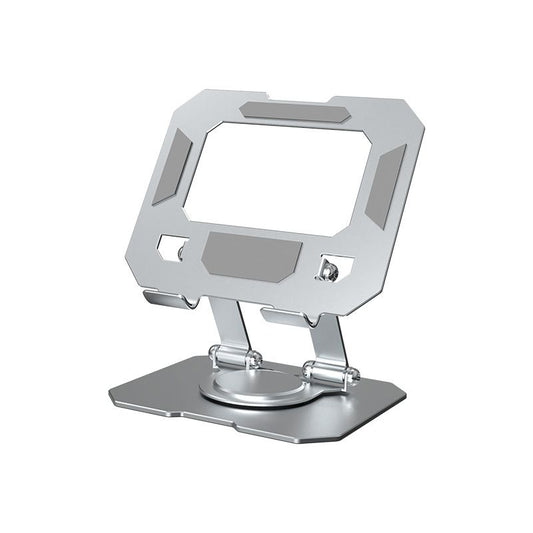 Silver Adjustable Aluminium Alloy Tablet Stand with 360° Rotation, Foldable Metal Desk Holder for iPad, Tablets, E-Readers and Smartphones