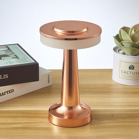 Bronze Rechargeable UFO Table Lamp Touch Control LED Bedside Night Light, Cordless Mushroom Desk Lamp for Bedroom Living Room Restaurant Bar Camping