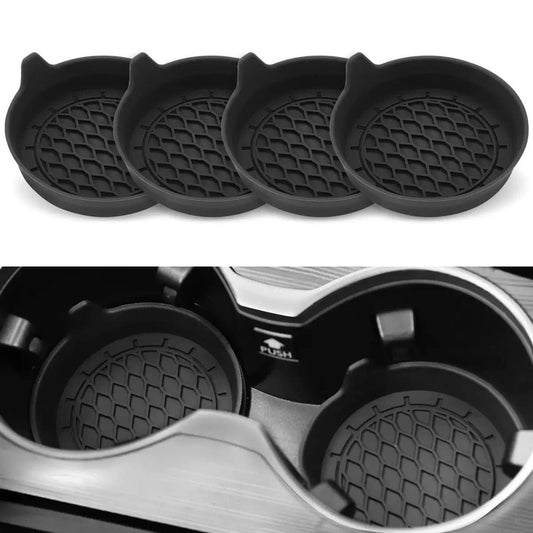 4 Pack Silicone Car Cup Holder Coaster Set – Anti-Slip Heat Resistant Car Cup Mats, Universal Car Interior Drink Pad Accessories