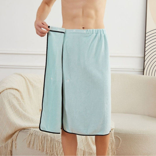 Men's Bath Wrap Microfiber Quick Dry Absorbent Adjustable Snap Closure Light blue Bath Towel Wrap Lightweight Bathroom Spa Gym Travel Use 70x150cm Comfortable Fit