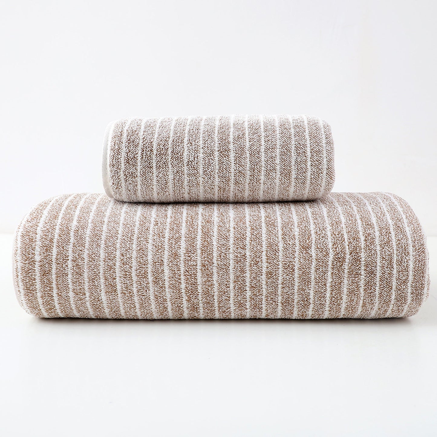 Luxury Cotton Striped Towel Set - 6 Piece Set (2 Hand Towels, 2 Bath Towels, 2 Washcloths), Ultra Soft and Absorbent  (Brown)