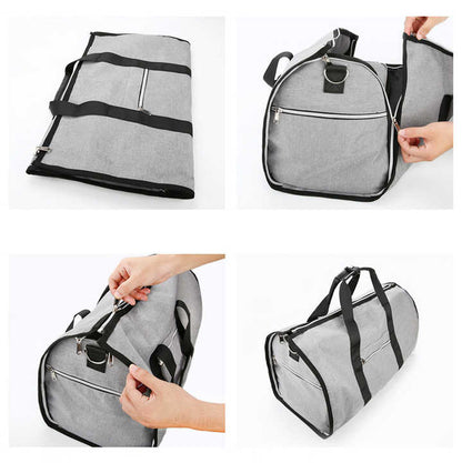 Blue Multi-Functional Travel Duffel Bag with Suit Storage, Foldable Garment Bag for Business Trips
