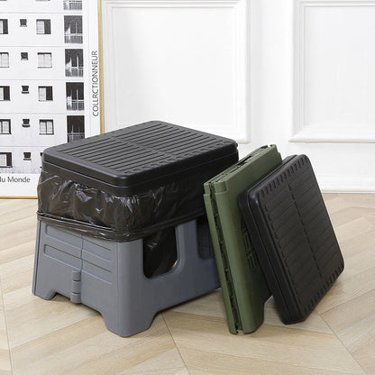 Grey Portable Folding Outdoor Toilet with Lid - Heavy Duty 150kg Capacity