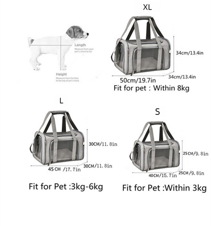 L Grey Portable Foldable Pet Carrier Bag - Large Capacity Travel Carrier for 2 Small Pets, Comfortable and Stylish Cat Backpack, Foldable & Easy to Carry