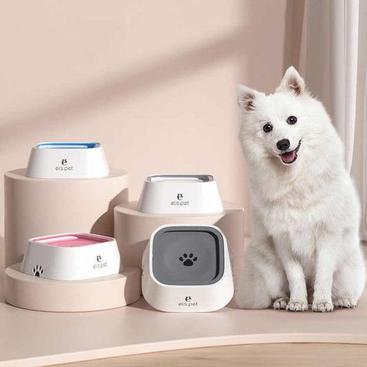 Pink Anti-Spill Floating Pet Water Bowl for Dogs and Cats - 1L Capacity, Splash-Proof and Anti-Wet Mouth Design