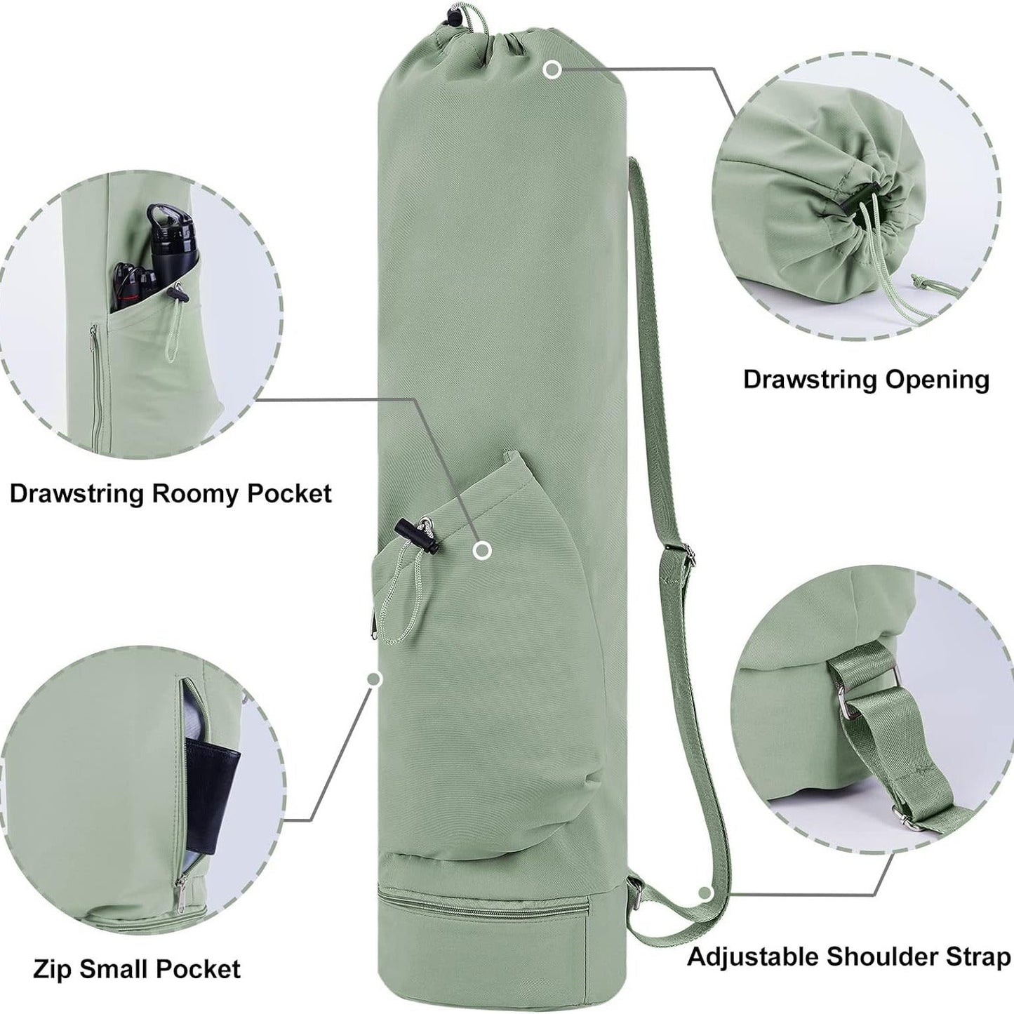 Beige Durable Yoga Mat Carry Bag - Multi-Functional Fitness Backpack with Wet Pocket(Mugs are filming props, not included)
