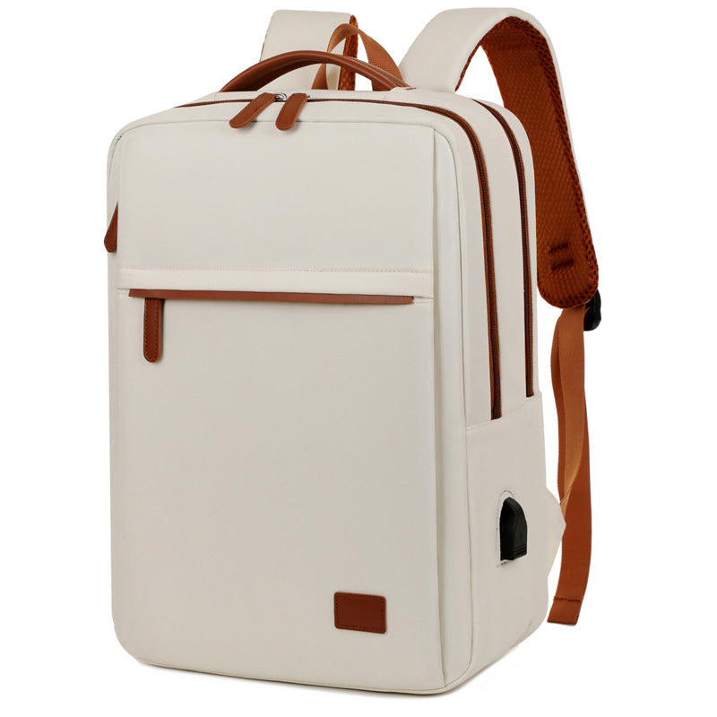 Beige Waterproof Business Backpack - 31L Capacity, Stylish and Versatile