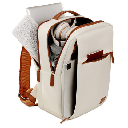 Beige Waterproof Business Backpack - 31L Capacity, Stylish and Versatile