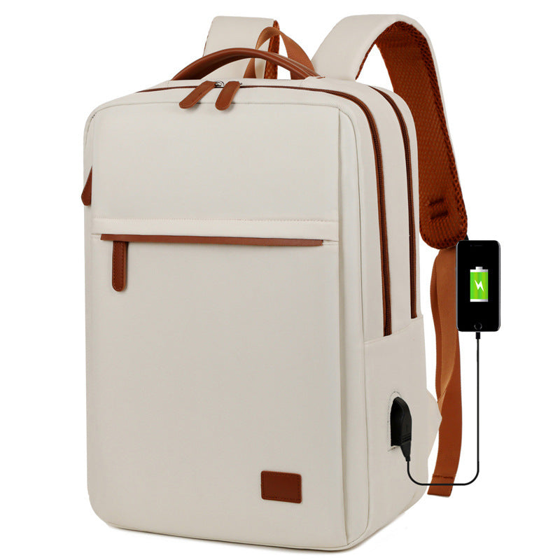 Beige Waterproof Business Backpack - 31L Capacity, Stylish and Versatile