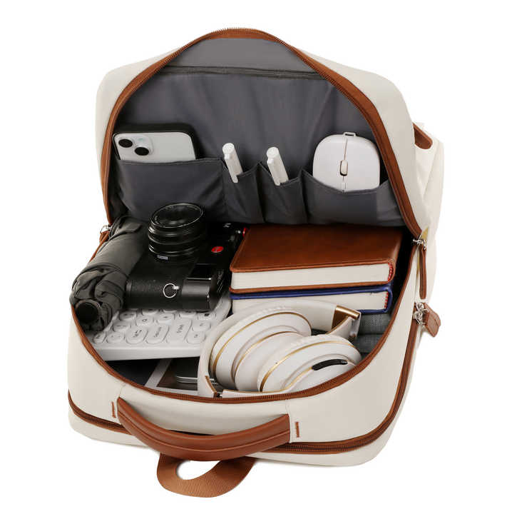 Beige Waterproof Business Backpack - 31L Capacity, Stylish and Versatile