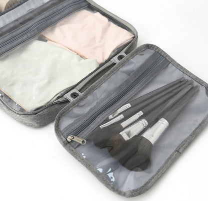 Green Multipurpose Portable Travel Toiletry Bag - Waterproof Cosmetic Organizer with Zipper