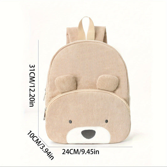 Cute Khaki Dog Backpack - Soft Corduroy Material with Adjustable Straps