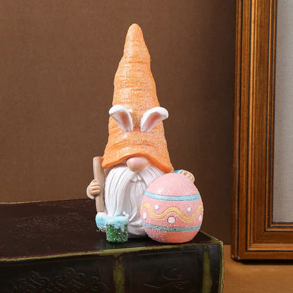 Easter Egg Easter Bunny Gnome Figurines - Handmade Carrot Hat Decorations for Easter Home Decor