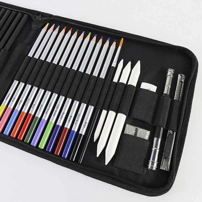 Light Blue 40-Piece Drawing Pencil Set, Professional Art Kit in Convenient Storage Case