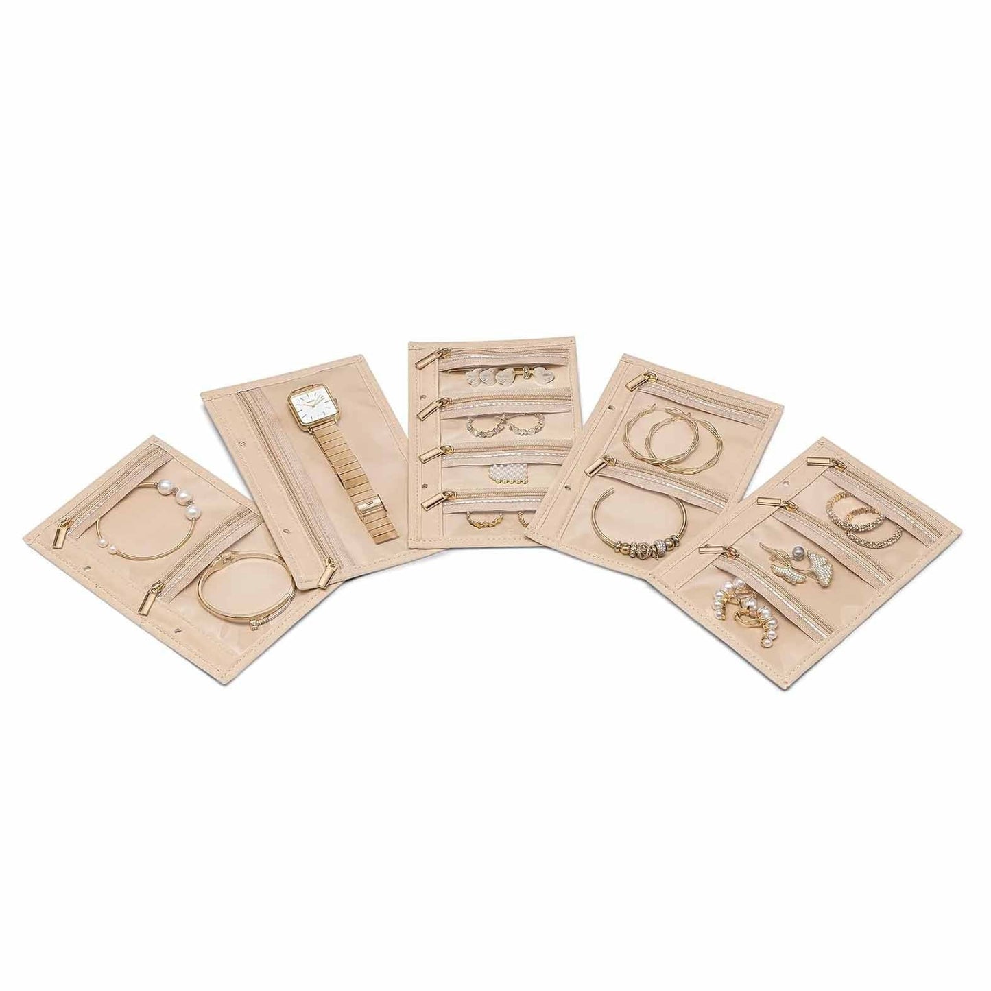 1 Piece  Beige Luxury Leather Loose-Leaf Jewelry Organizer - Portable Large-Capacity Storage Book for Earrings and Necklaces(Jewellery is a shooting prop and is not included)