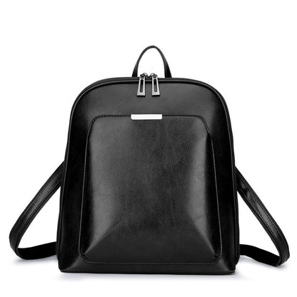 Black Stylish Women's PU Leather Backpack – Spacious, Anti-Theft, Multi-Pocket Travel Bag for School or Work