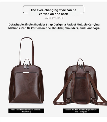 Black Stylish Women's PU Leather Backpack – Spacious, Anti-Theft, Multi-Pocket Travel Bag for School or Work