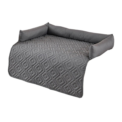 75*75CM Grey Waterproof & Scratch-Resistant Pet Sofa Protector Mat with Pillow | Cat & Dog Bed, Washable, All-Season