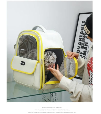 Coffee Pet Carrier Backpack - Space Capsule Design for Cats & Small Dogs