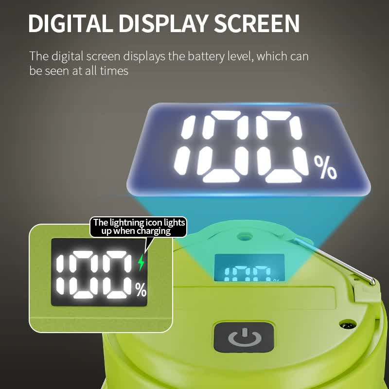Green Foldable LED Camping Lantern with 6 Modes & Type-C Output - 48LED, IPX4 Waterproof, 3 Styles