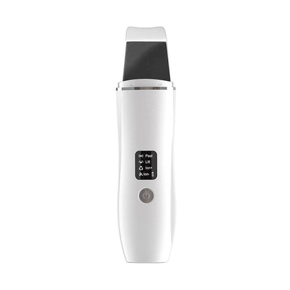 White Ultrasonic Skin Scrubber - Deep Pore Cleansing Facial Exfoliator with USB Type-C Charging