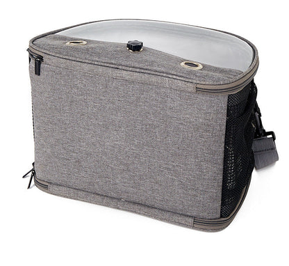 Stylish Leaf Print Clear View Bird Carrier - Portable Travel Cage with Perch & Tray for Parrots, Cockatiels & Small Pets